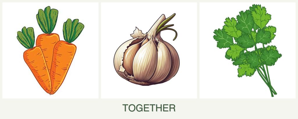 Can you plant carrots, garlic and cilantro together?