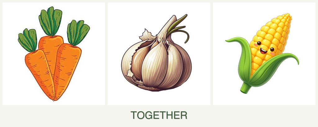 Can you plant carrots, garlic and corn together?