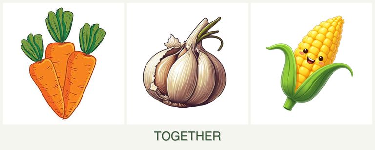 Can you plant carrots, garlic and corn together?