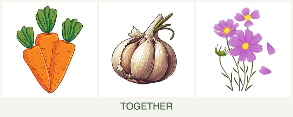 Can you plant carrots, garlic and cosmos together?