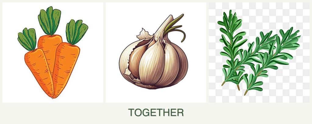 Can you plant carrots, garlic and rosemary together?
