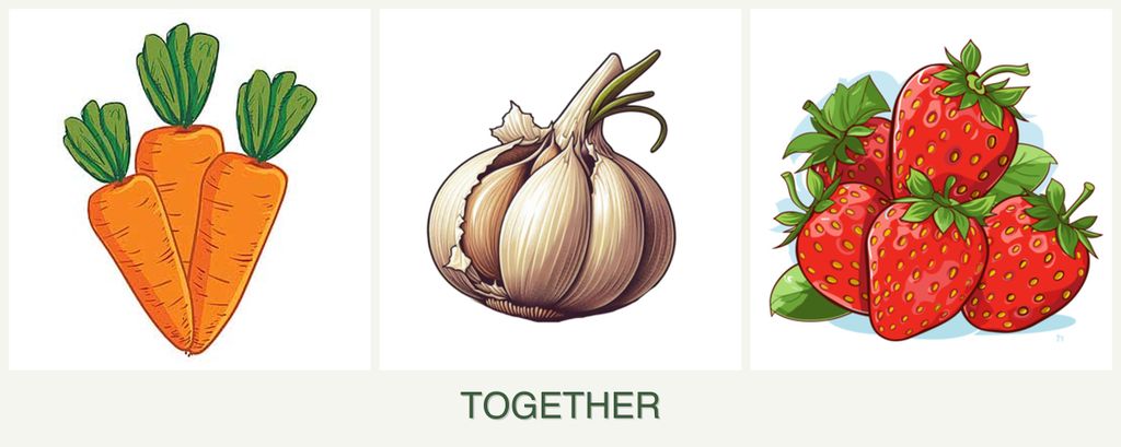 Can you plant carrots, garlic and strawberries together?