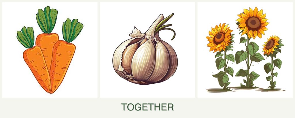 Can you plant carrots, garlic and sunflowers together?