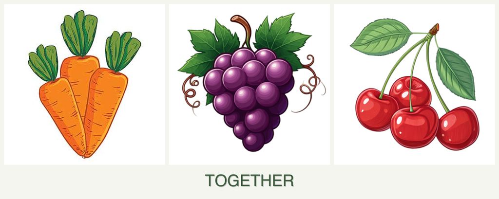 Can you plant carrots, grapes and cherries together?