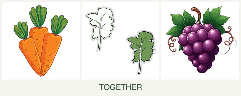 Can you plant carrots, kale and grapes together?