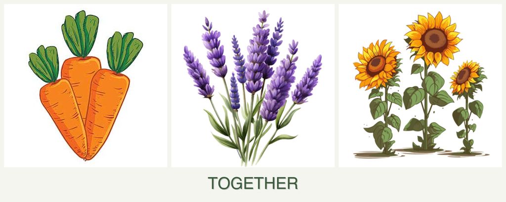 Can you plant carrots, lavender and sunflowers together?