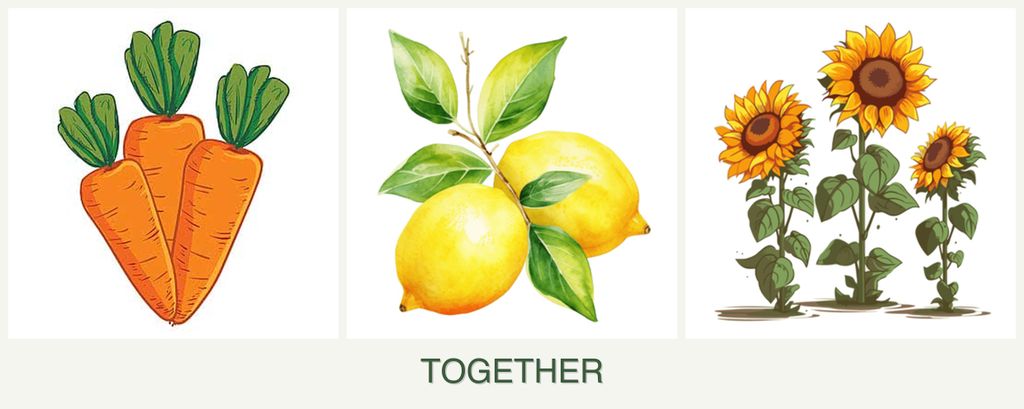 Can you plant carrots, lemons and sunflowers together?
