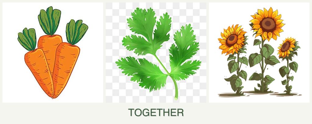 Can you plant carrots, parsley and sunflowers together?