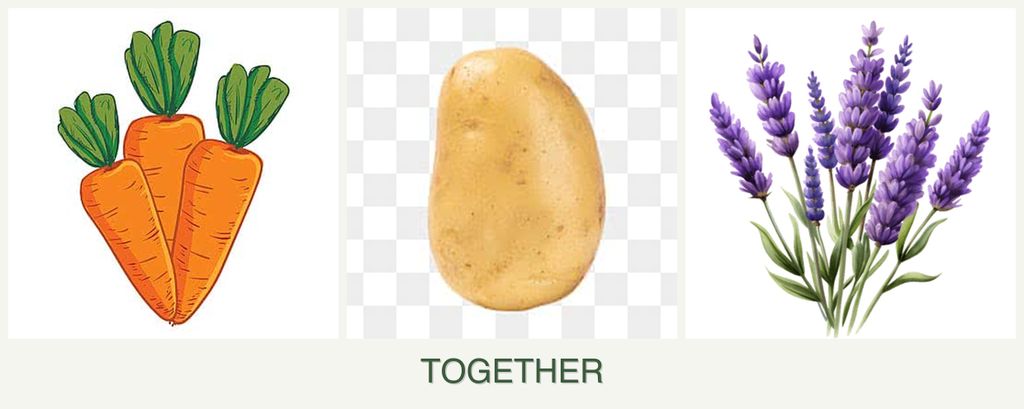 Can you plant carrots, potatoes and lavender together?