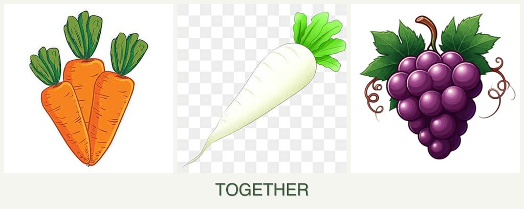Can you plant carrots, radishes and grapes together?