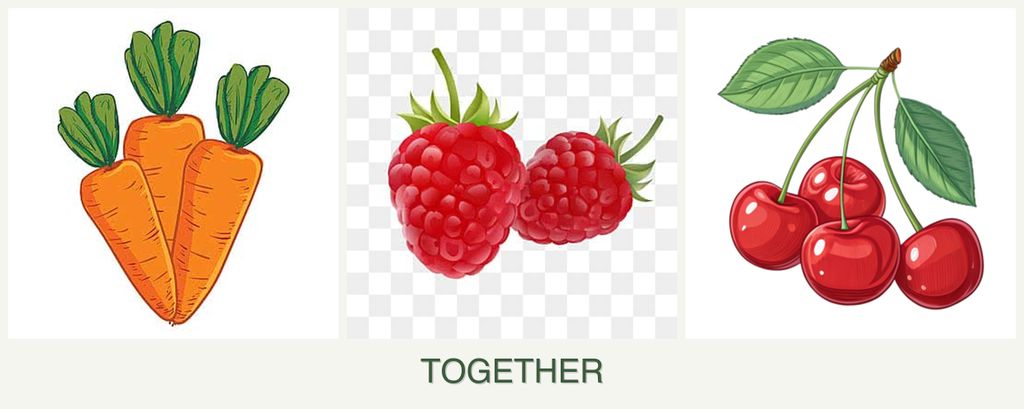 Can you plant carrots, raspberries and cherries together?