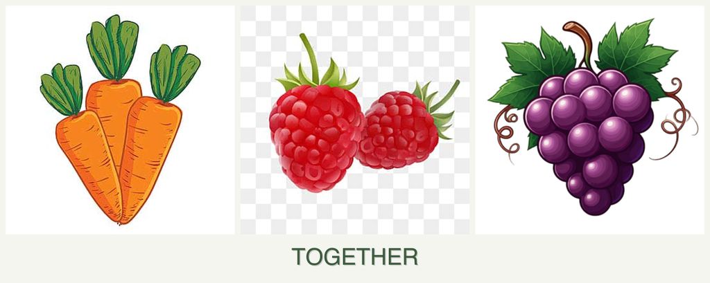 Can you plant carrots, raspberries and grapes together?