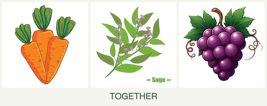 Can you plant carrots, sage and grapes together?
