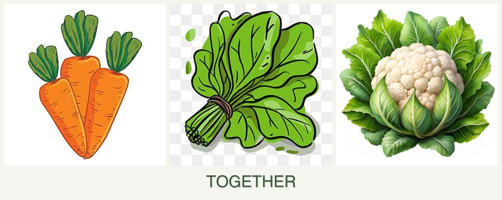 Can you plant carrots, spinach and cauliflower together?