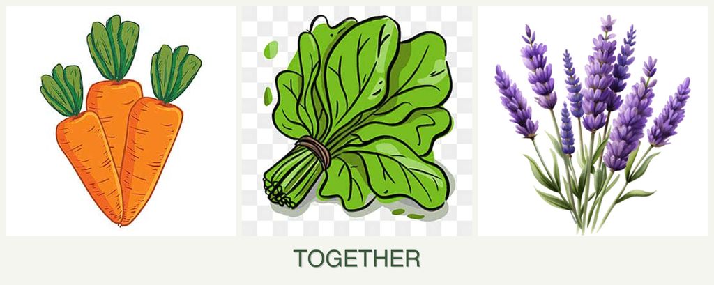 Can you plant carrots, spinach and lavender together?