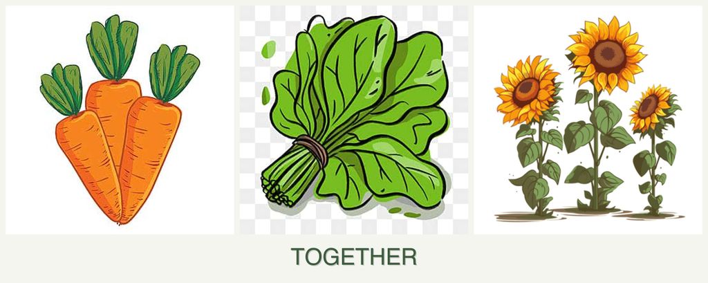 Can you plant carrots, spinach and sunflowers together?