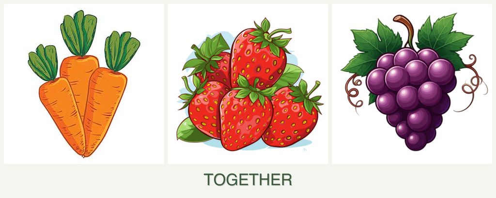Can you plant carrots, strawberries and grapes together?