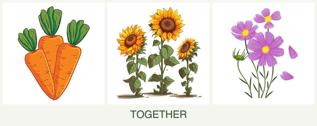 Can you plant carrots, sunflowers and cosmos together?
