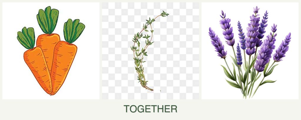 Can you plant carrots, thyme and lavender together?