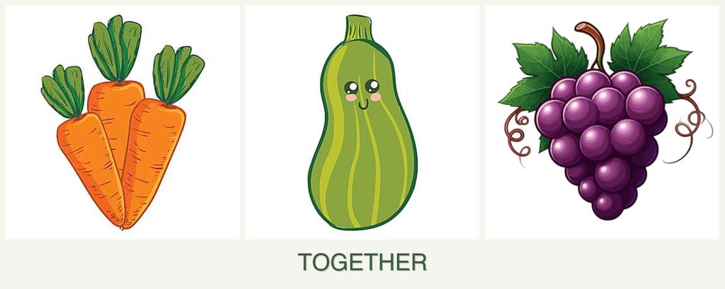 Can you plant carrots, zucchini and grapes together?