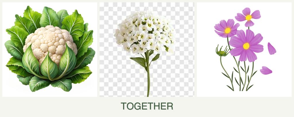 Can you plant cauliflower, alyssum and cosmos together?