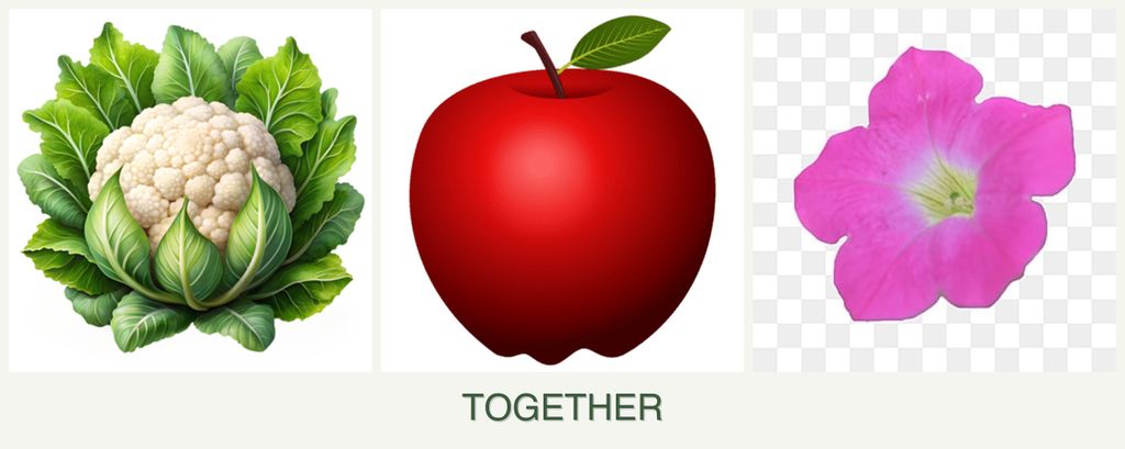 Can you plant cauliflower, apples and petunias together?