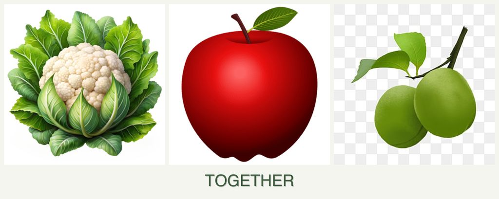 Can you plant cauliflower, apples and plums together?