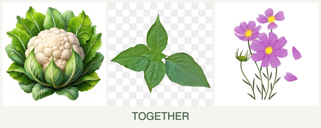 Can you plant cauliflower, basil and cosmos together?