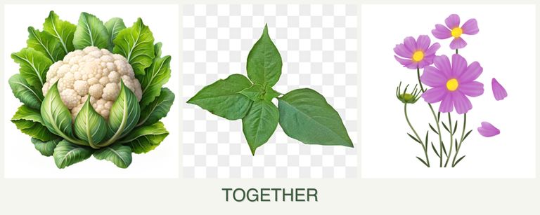 Can you plant cauliflower, basil and cosmos together?
