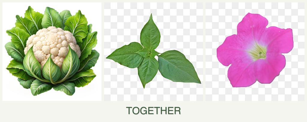 Can you plant cauliflower, basil and petunias together?