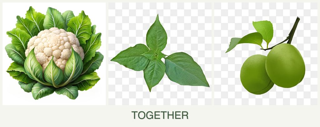Can you plant cauliflower, basil and plums together?