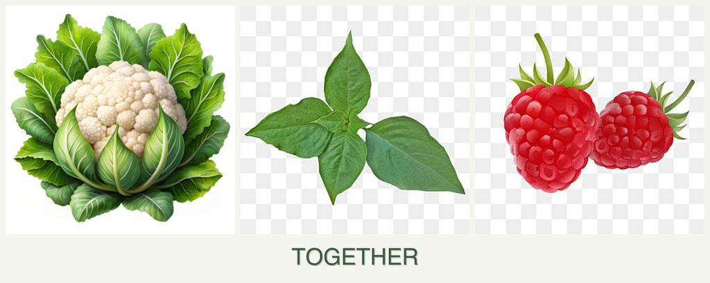 Can you plant cauliflower, basil and raspberries together?
