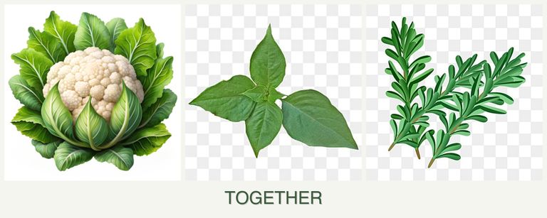 Can you plant cauliflower, basil and rosemary together?