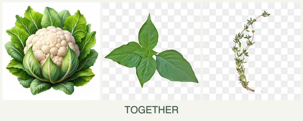Can you plant cauliflower, basil and thyme together?