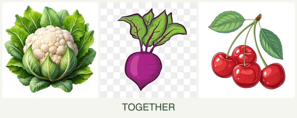 Can you plant cauliflower, beets and cherries together?