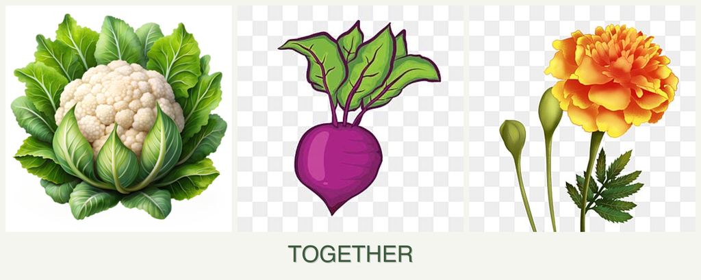 Can you plant cauliflower, beets and marigolds together?