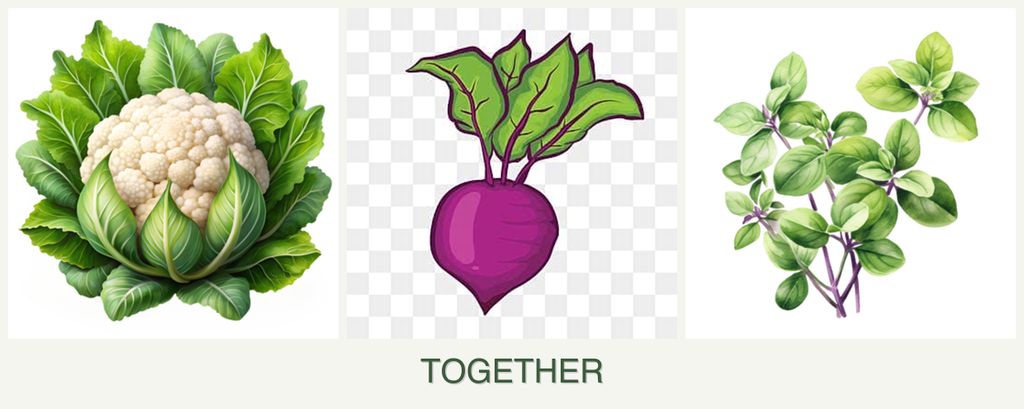 Can you plant cauliflower, beets and oregano together?