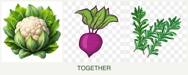 Can you plant cauliflower, beets and rosemary together?