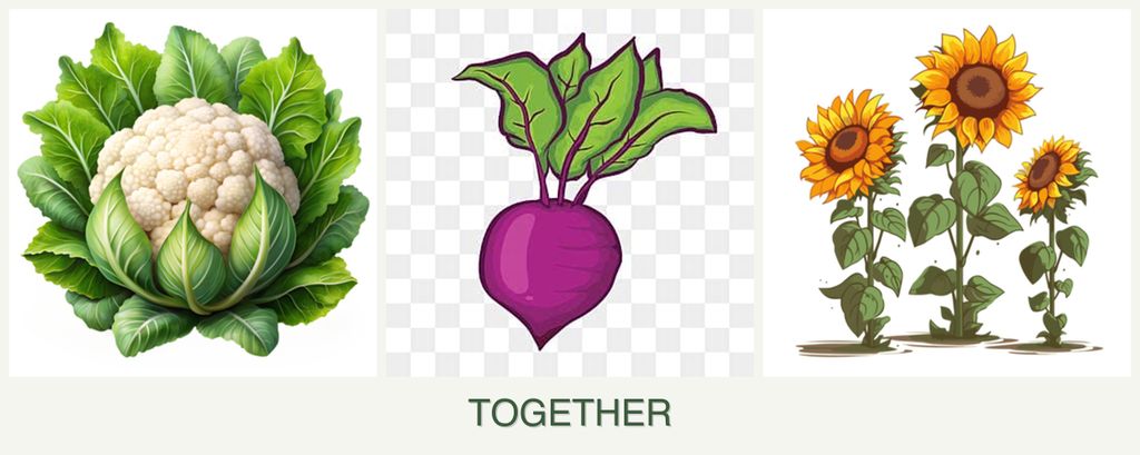 Can you plant cauliflower, beets and sunflowers together?