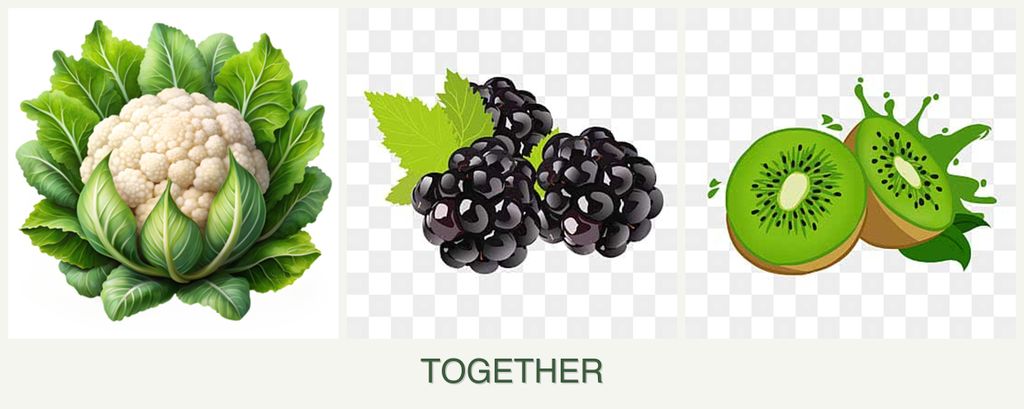 Can you plant cauliflower, blackberries and kiwi together?