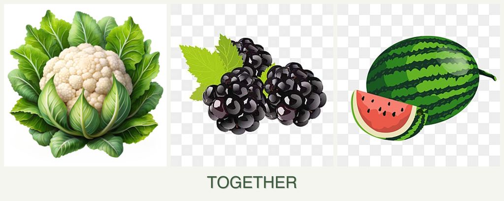 Can you plant cauliflower, blackberries and melons together?