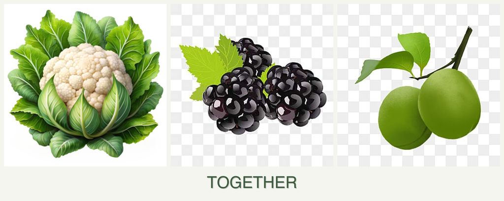 Can you plant cauliflower, blackberries and plums together?