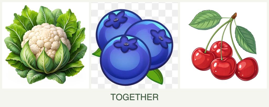 Can you plant cauliflower, blueberries and cherries together?