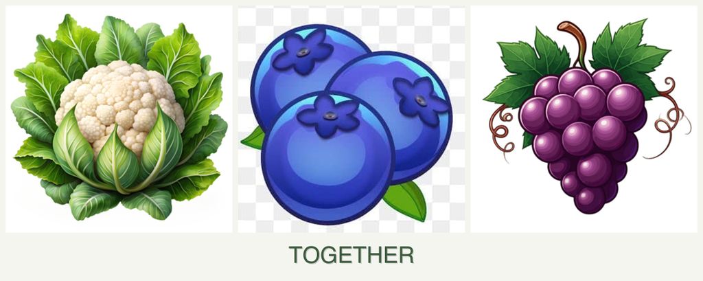 Can you plant cauliflower, blueberries and grapes together?