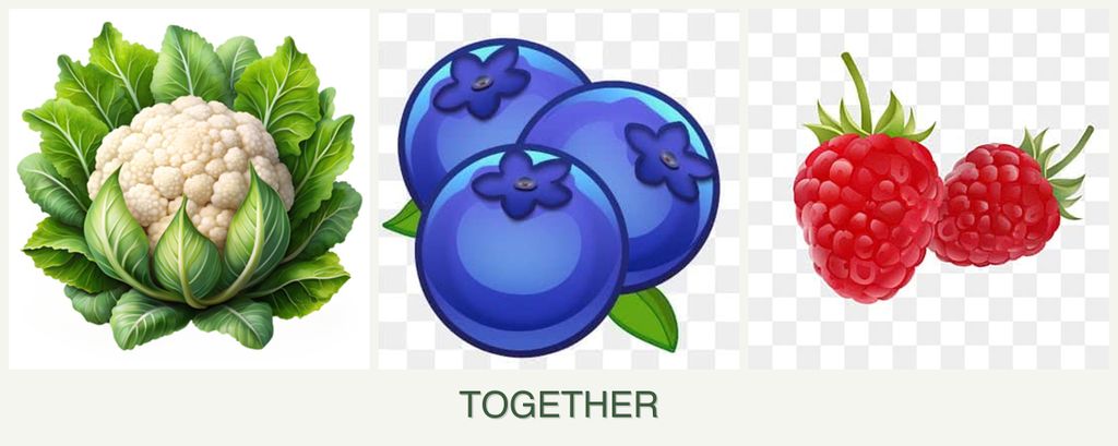 Can you plant cauliflower, blueberries and raspberries together?