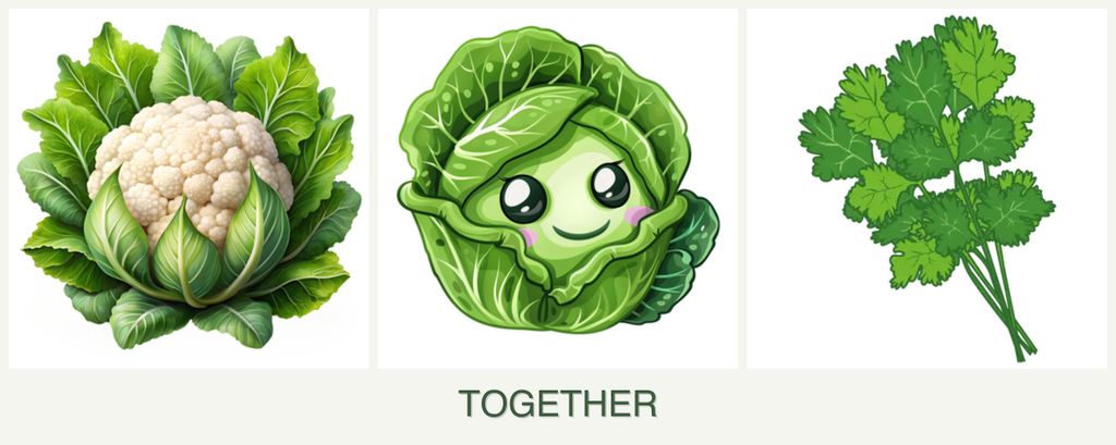 Can you plant cauliflower, cabbage and cilantro together?