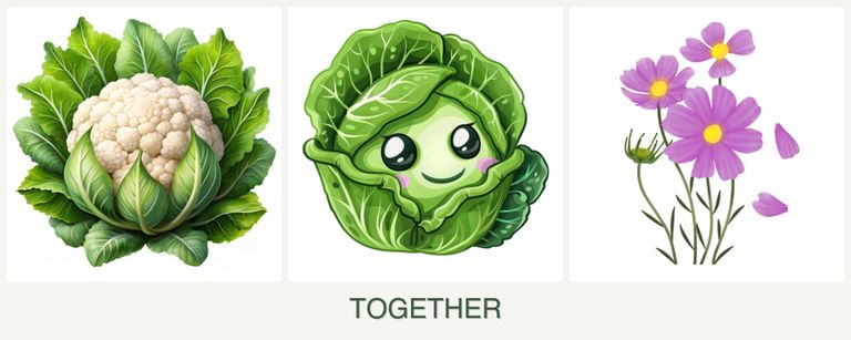 Can you plant cauliflower, cabbage and cosmos together?