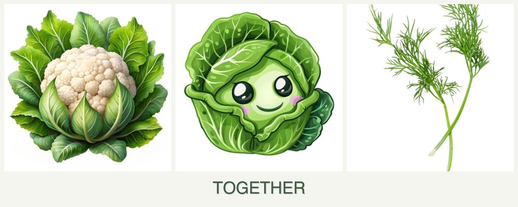 Can you plant cauliflower, cabbage and dill together?