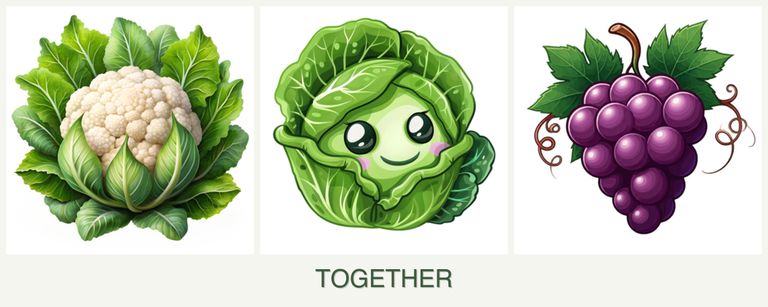 Can you plant cauliflower, cabbage and grapes together?