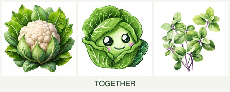 Can you plant cauliflower, cabbage and oregano together?
